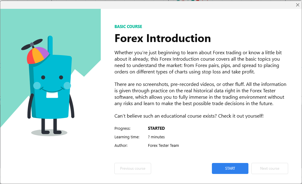 Изучайте основы рынка Форекс с нашими встроенными интерактивными курсами